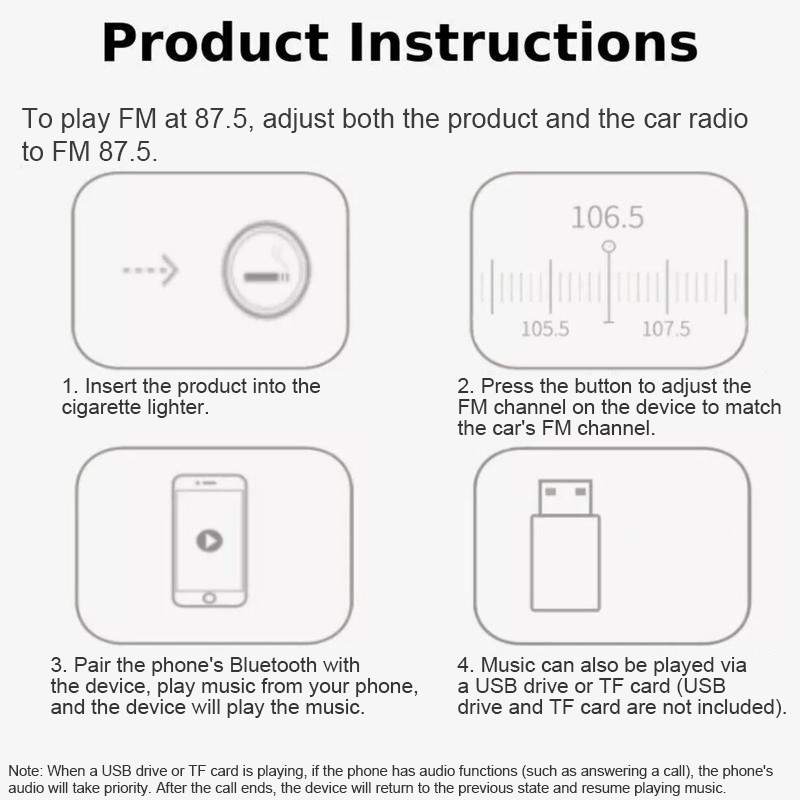 Colorful Lights Bluetooth Car MP3 Player