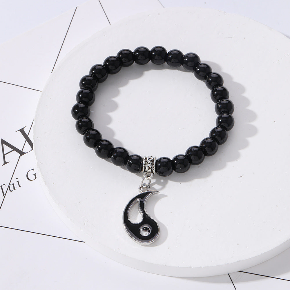 ✨Good luck bracelet, Yin Yang Bagua Tai Chi bracelet, simple black and white beaded bangle, a good gift for children seeking blessings, and a choice for mature men.😍