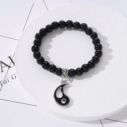 ✨Good luck bracelet, Yin Yang Bagua Tai Chi bracelet, simple black and white beaded bangle, a good gift for children seeking blessings, and a choice for mature men.😍