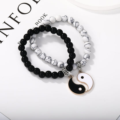 ✨Good luck bracelet, Yin Yang Bagua Tai Chi bracelet, simple black and white beaded bangle, a good gift for children seeking blessings, and a choice for mature men.😍