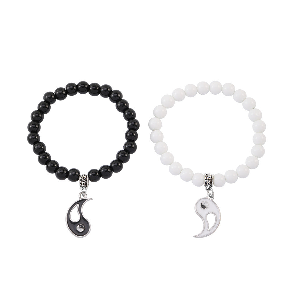 ✨Good luck bracelet, Yin Yang Bagua Tai Chi bracelet, simple black and white beaded bangle, a good gift for children seeking blessings, and a choice for mature men.😍