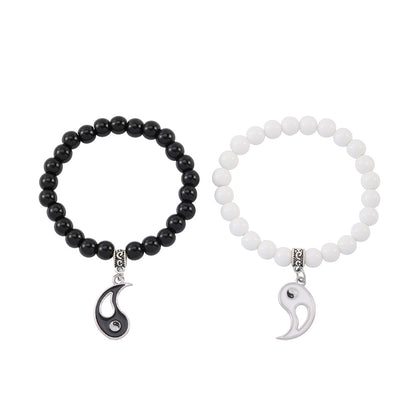 ✨Good luck bracelet, Yin Yang Bagua Tai Chi bracelet, simple black and white beaded bangle, a good gift for children seeking blessings, and a choice for mature men.😍