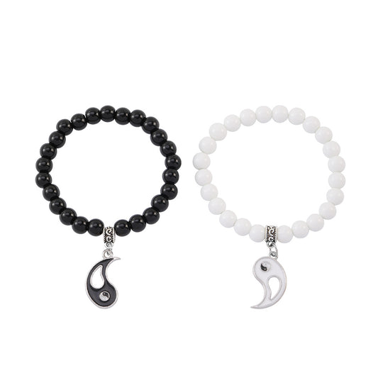 ✨Good luck bracelet, Yin Yang Bagua Tai Chi bracelet, simple black and white beaded bangle, a good gift for children seeking blessings, and a choice for mature men.😍