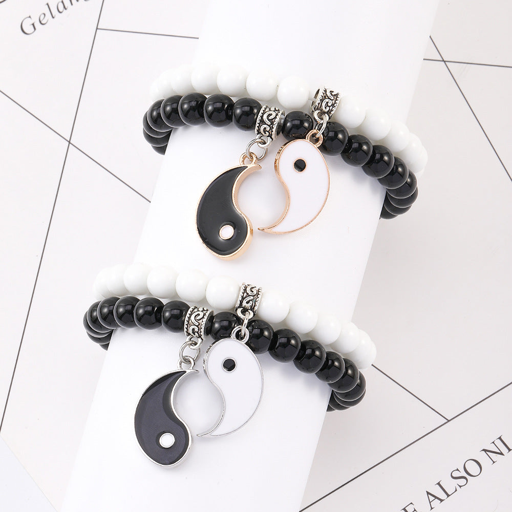 ✨Good luck bracelet, Yin Yang Bagua Tai Chi bracelet, simple black and white beaded bangle, a good gift for children seeking blessings, and a choice for mature men.😍