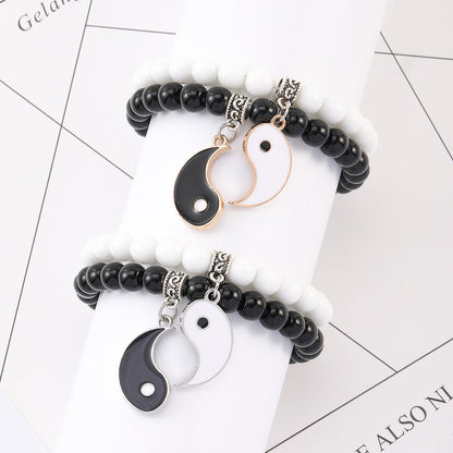 ✨Good luck bracelet, Yin Yang Bagua Tai Chi bracelet, simple black and white beaded bangle, a good gift for children seeking blessings, and a choice for mature men.😍