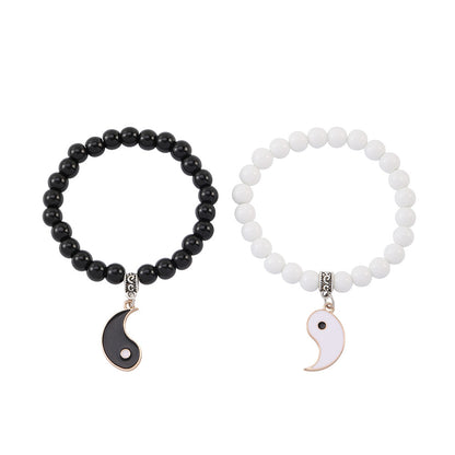 ✨Good luck bracelet, Yin Yang Bagua Tai Chi bracelet, simple black and white beaded bangle, a good gift for children seeking blessings, and a choice for mature men.😍