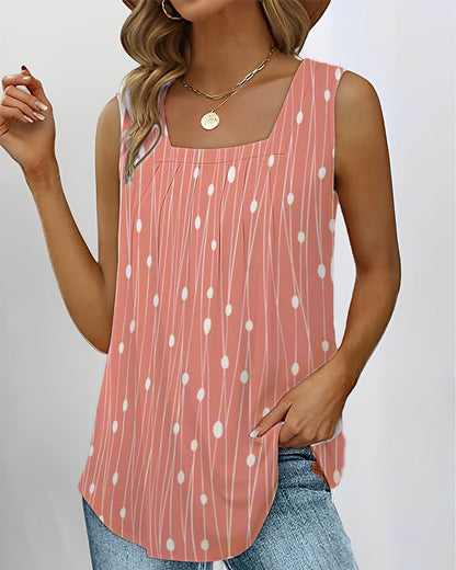 Tank Top With Stripes And Polka Dots Print