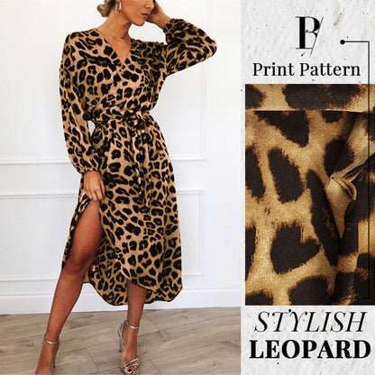 V-Neck Leopard Print Dress-Buy 2 Automatic 10% Off & Free Shipping